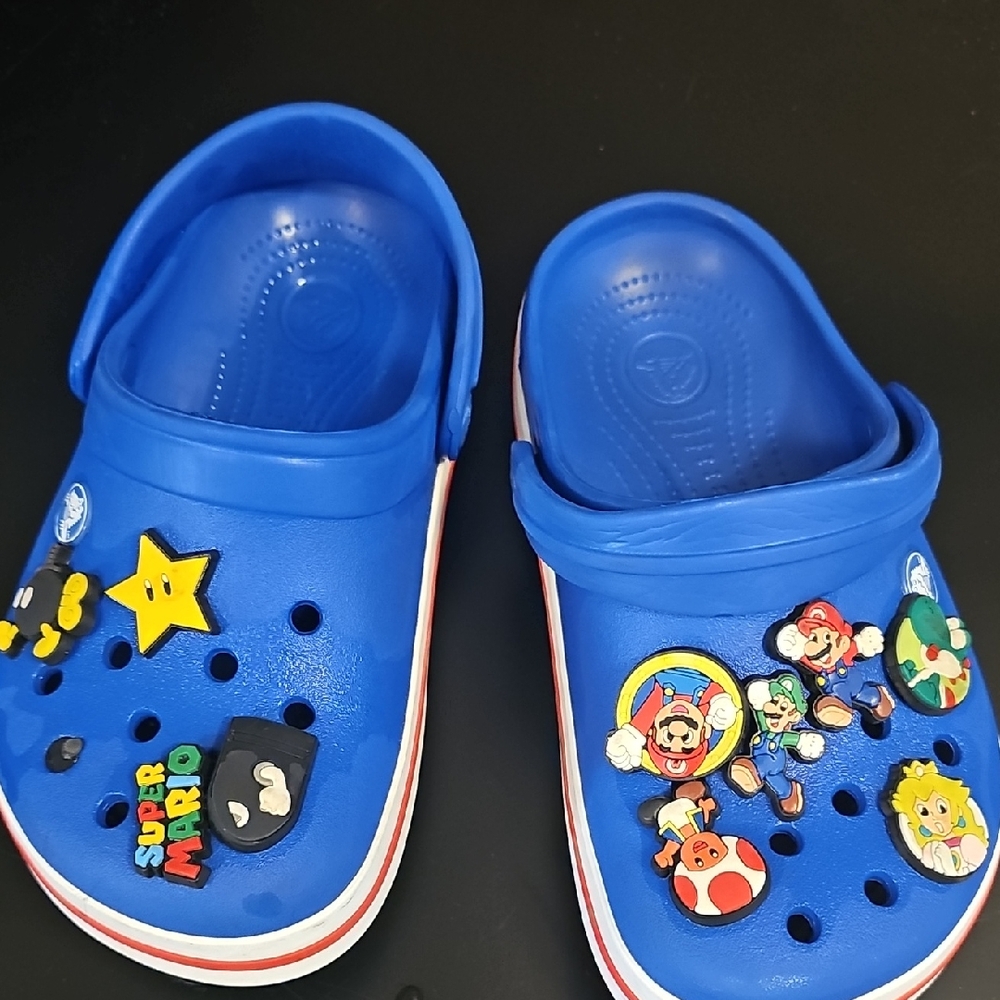 CROCS Kids Blue Super Mario Slippers